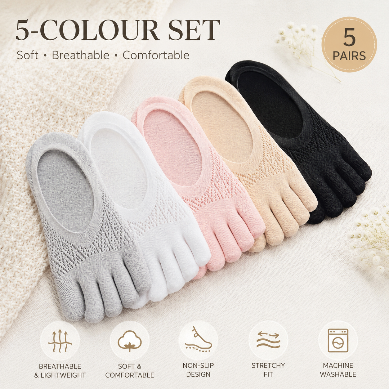 5-Colour Wellness Socks Set