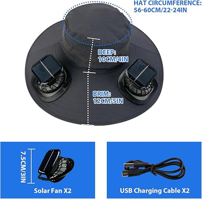 Solar Fan Sun Hat | UPF50+ UV Protection Cooling Hat for Fishing Hiking Outdoor Activities