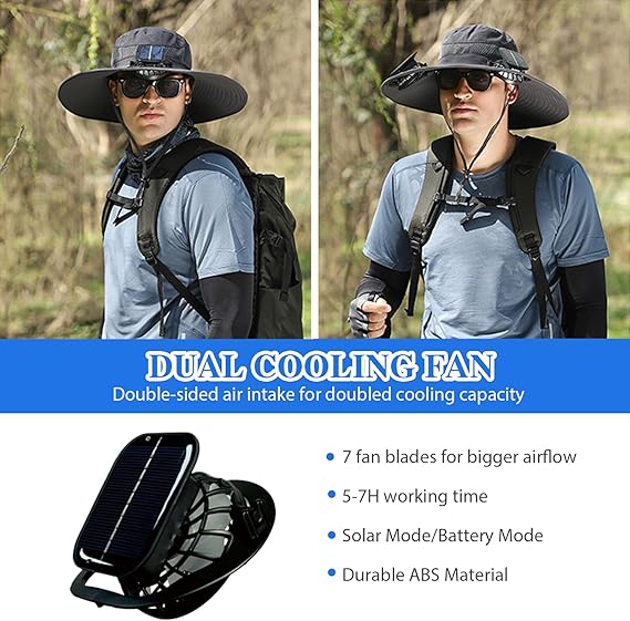 Solar Fan Sun Hat | UPF50+ UV Protection Cooling Hat for Fishing Hiking Outdoor Activities